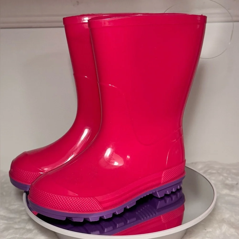 Wonder Nation Kids Bright Pink & Purple Rain Boots, size 7/8, NWT